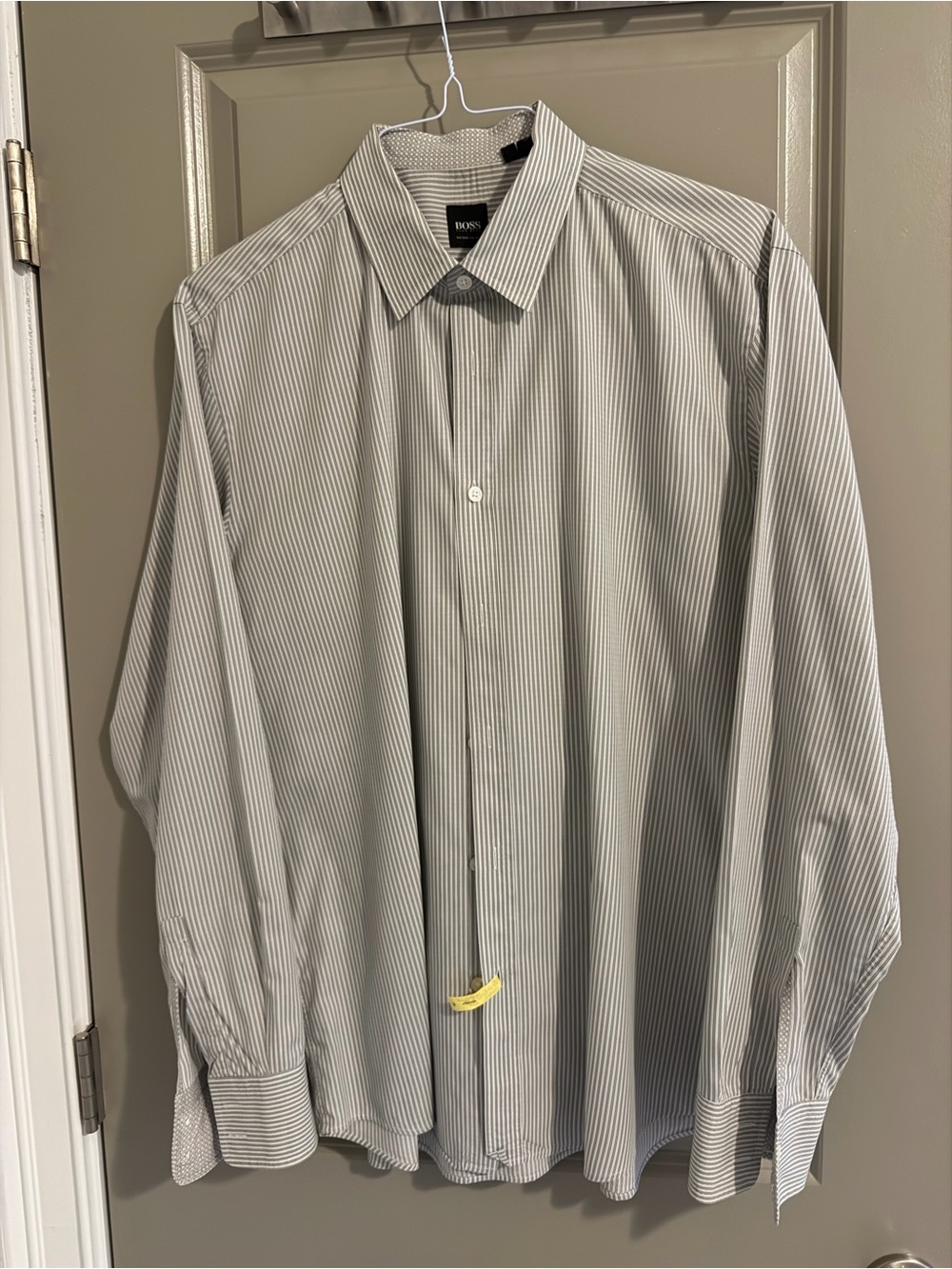 Boss Men's Thin Pinstripe Dress Shirt - Gray & White